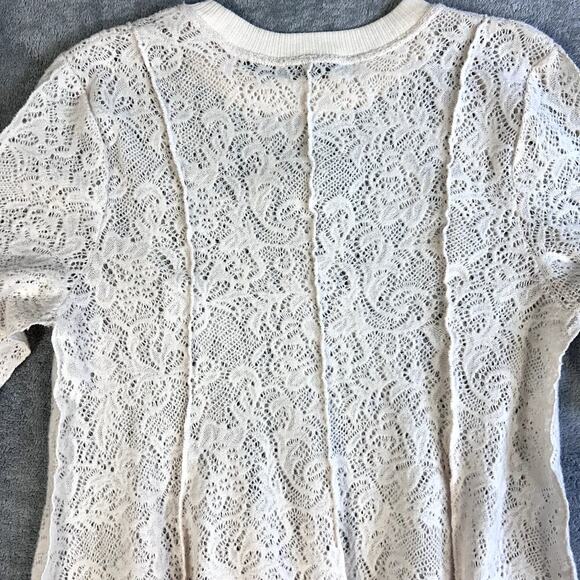 Free People Knit Sheer Boho Dress Women’s Small Soft Beige Cream - Picture 5 of 11